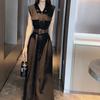 2026 Summer Women's Sleeveless Solid Color Waist-Cinched Slimming Shirt Dress with Belt - Age-Reducing Long Skirt