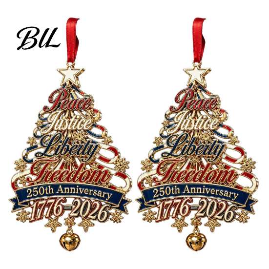 Holiday Tree Hanging Ornaments 250th Anniversary Christmas Ornament, USA Xmas Decor for Gift Friends Home Window, Patriotic Acrylic Sign Veterans