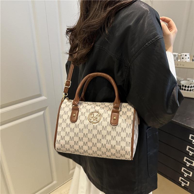 Women's bag new retro printed portable cylinder bag large capacity trendy versatile shoulder bag fashionable broadband messenger bag