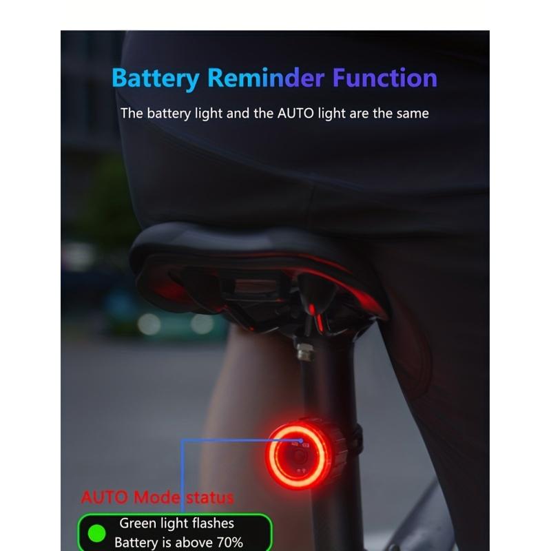 Smart-Fahrrad-Rücklicht, Auto-Start-Stop-Bremssensor LED-Ladefunktion Radfahren Smart-Fahrrad-Rücklicht