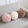 Nordic Inspirited Woven Round Pillow With Leather Fur Cover For Living Room Decor