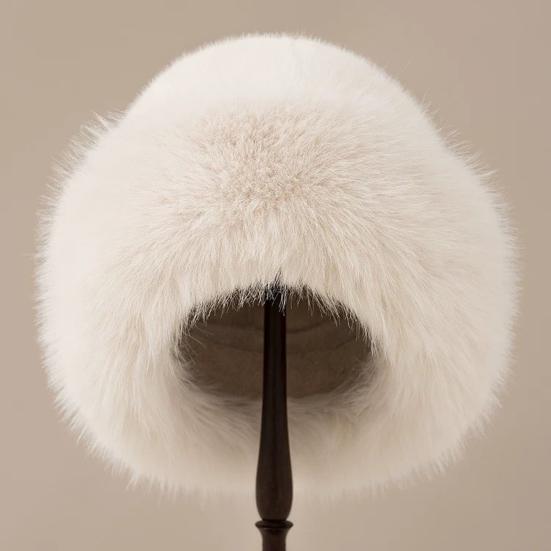 Women Hat Solid Color Soft Imitation Mink Fur Hat Ear Protection Thickened Warm Autumn Winter Fluffy Hat