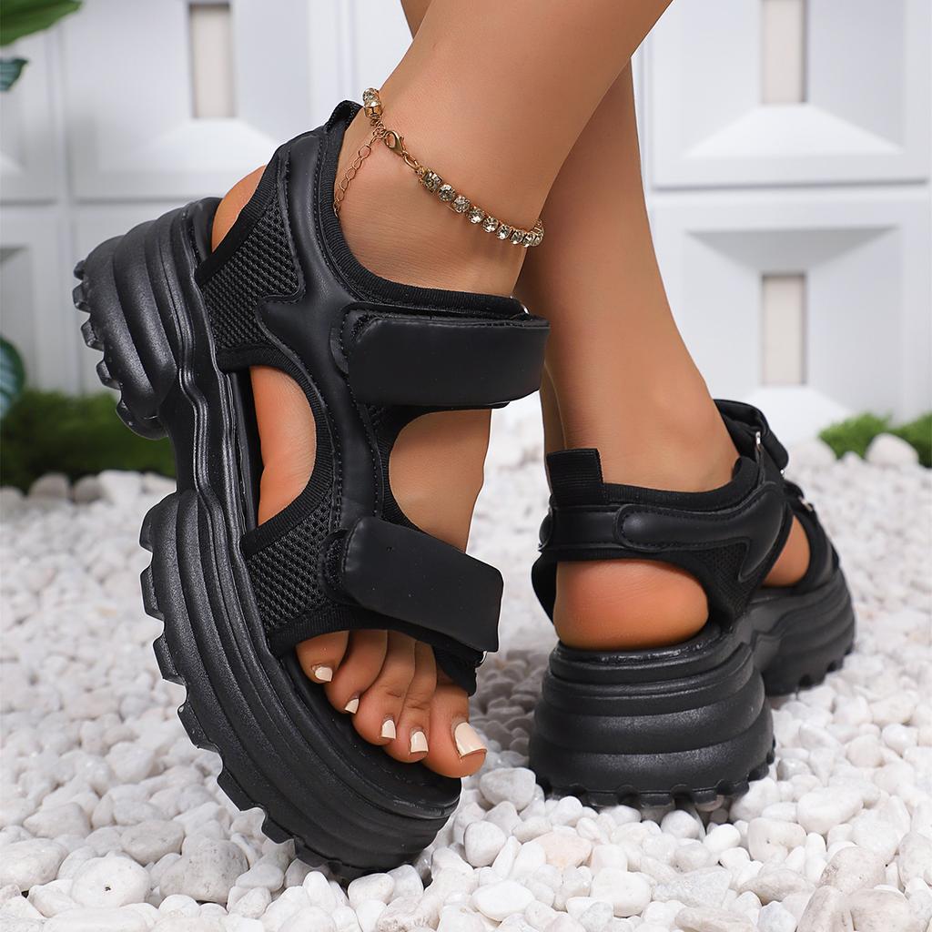 Fashion Women Platform Sandals Lightweight Wedge High Heels Shoes Women Buckle Leather 2025 New Summer Woman Sandals Sandalias De Mujer