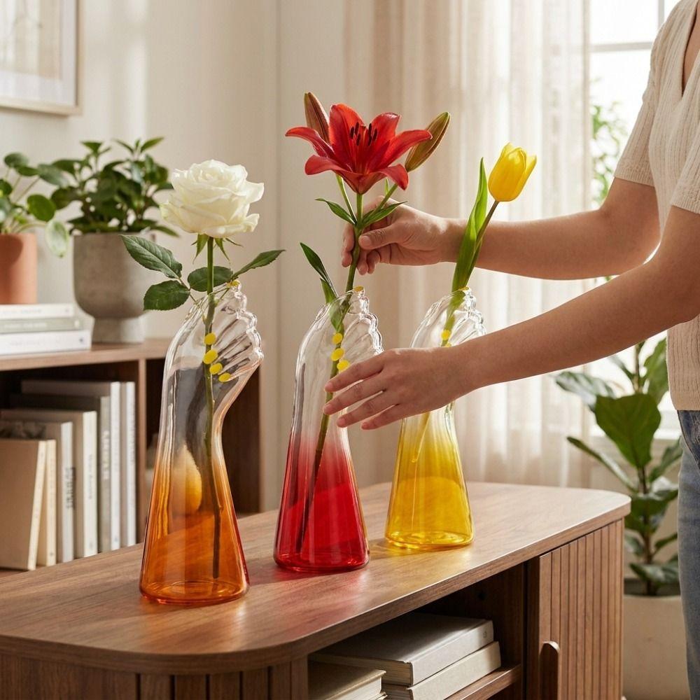 Handmade Hydroponic Glass Vase Transparent Flower Arrangement Vase Flower Holder Living Room