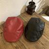 Color Retro Solid Pu Material Women Baseball Caps Warmth Go Out Hats Travel
