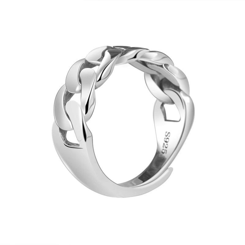 Art Deco Geometric Retro Twisted Chain Ring Niche Design Fashion Personality Unisex Single Index Finger Adjustable Finger Ring