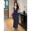 Kink Lace Neck Sling Floral Dress Women's Summer New Seaside Vacation Beach Dress