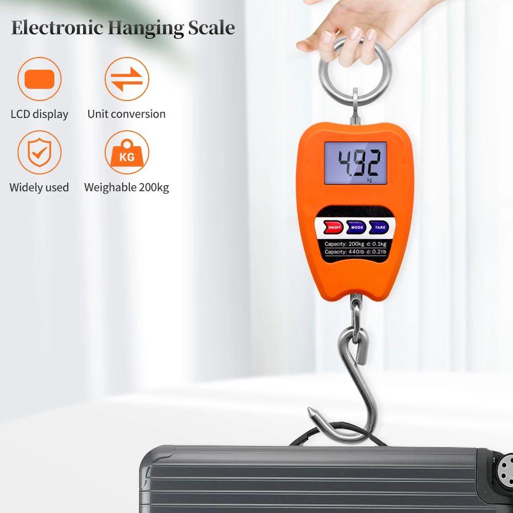 Hanging Stainless Steel Hook Scale Heavy Duty Crane Scale LCD Digital Scale 200kg Electronic Scale
