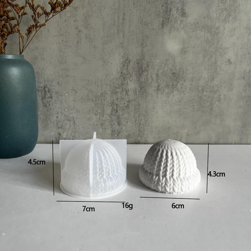 Gorro de Invierno Tejido Molde de Silicona Navidad Gorro con Borla Moldes Tejido Papá Noel Ha Nochebuena Ambientador para Coche Vela de Resina DIY Decoración del Hogar