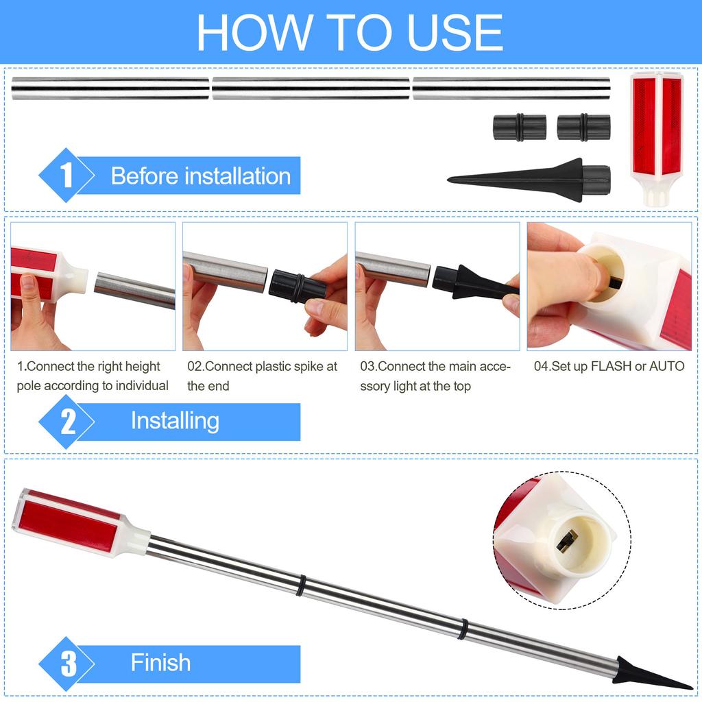 10Pcs Solar Powered Driveway Markers Lights Red Solar Lights Outdoor Driveway Lights Landscape Driveway Reflectors On Poles For Snow Road Outdoor Yard