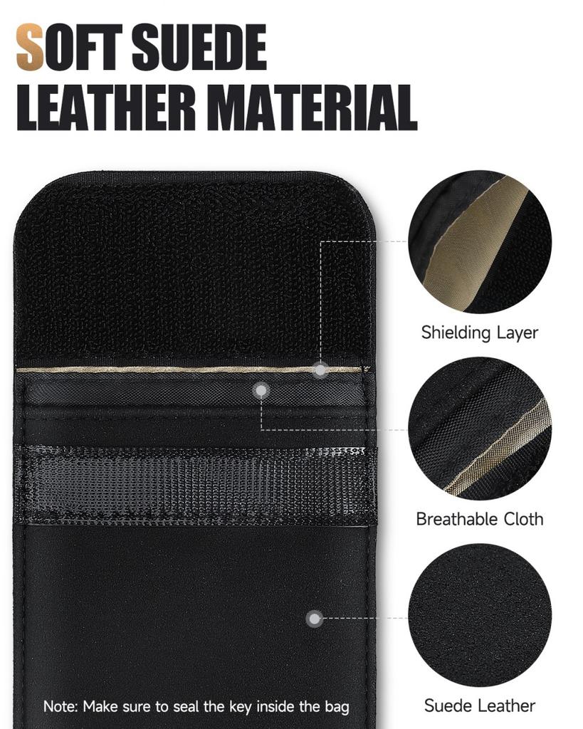 Awapow Signal Blocking Faraday Bag Mobile Phone Anti Theft Shielding Bag RFID Car Key Protection Storage Case Car Accessories