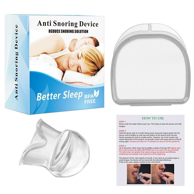 1PC Silicone Anti Snore Device Apnea Aid Snore Stop Tongue Retainer Anti Snoring Mouthpiece 3