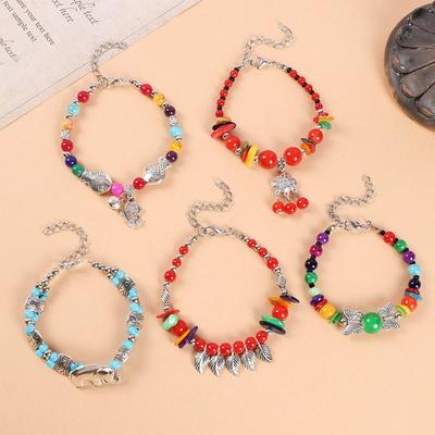 Handgewebtes Yunnan-Armband für Damen, Vintage, Bohemian, farbige Glöckchen, tibetisches Armband, Xizang-Accessoires