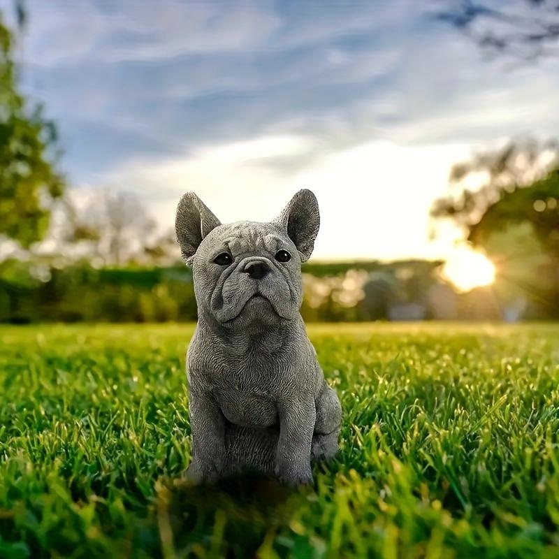 1 süße Dackel- und Französische Bulldoggen-Statue – dekorative Gartenskulptur aus Kunstharz – Heimdekoration für Tierliebhaber – einzigartiges Geschenk