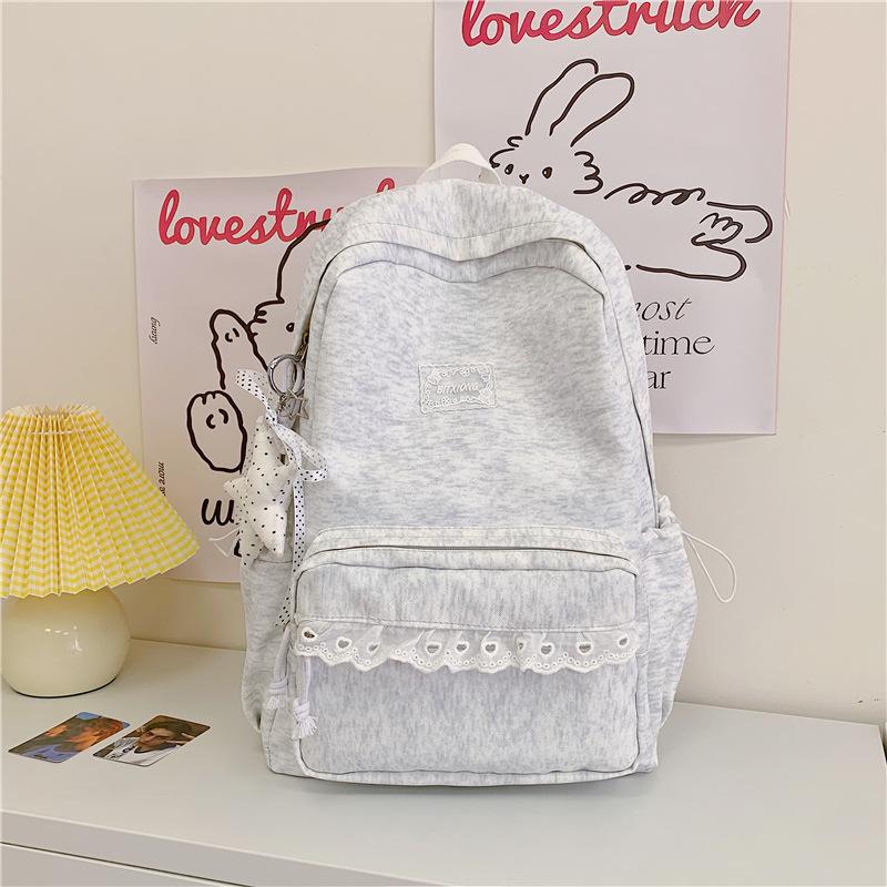 Schoolbag Japanese ins style girl backpack female middle school student schoolbag high value lace edge light leisure travel backpack