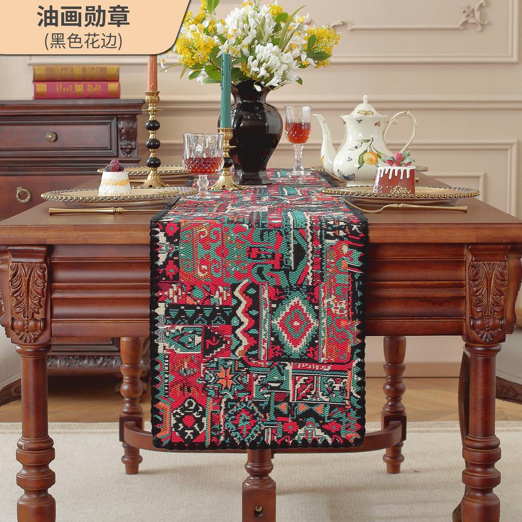 Table Runner Cotton Linen Rectangle Tabletop Decoration Embroider Tablecloth for Wedding Kitchen Holiday Party Home Decor