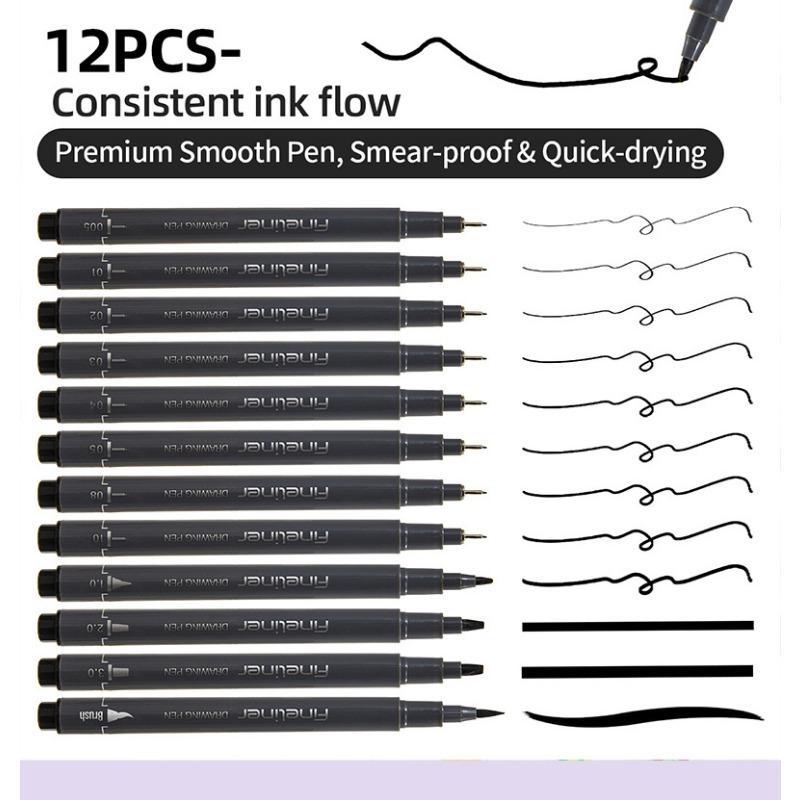 12 Stück beliebter Nagellack-Graffiti-Nadelstift-Werkzeug schnelltrocknend wasserdicht Ziehlinie Nagel handgezeichnete Linie Comic-Design Marker