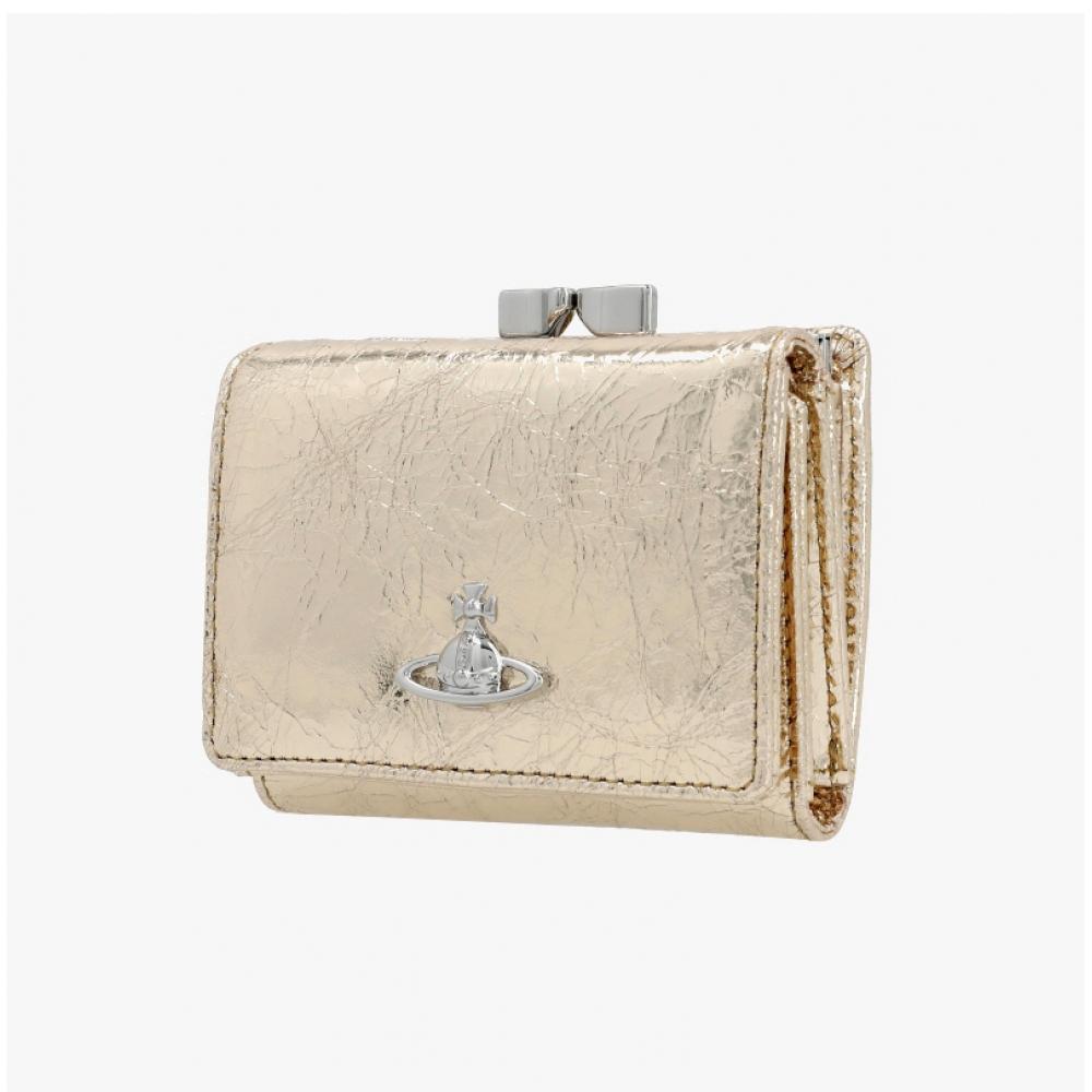 Vivienne Westwood Metallic Crinkle Small Frame Wallet 5115002mw L00a7 R401