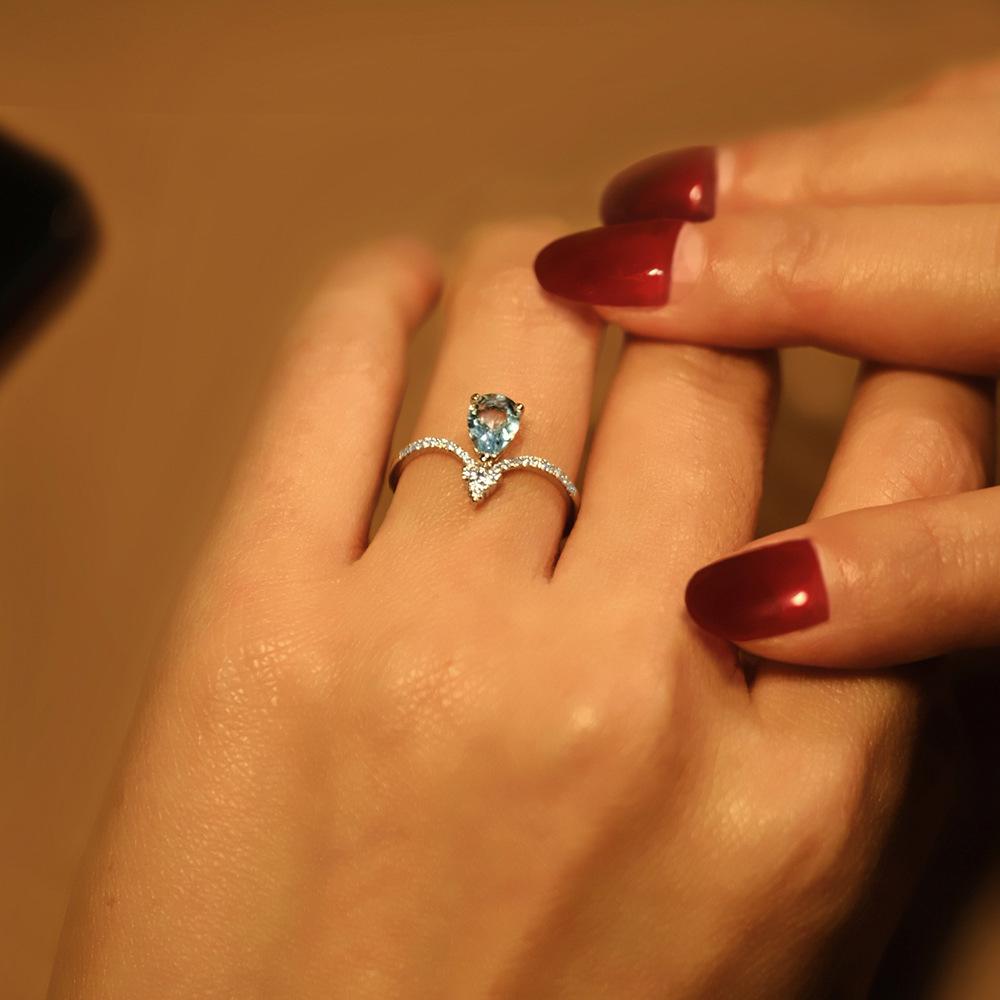 

Кольцо на мизинец из серебра 925 пробы с аквамариновым голубым топазом – легкий роскошный нишевый дизайн для женщин Adjustable Open Size