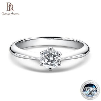 Funkelnde echte 0,5 Karat Moissanit Eheringe für Frauen, Top-Qualität, 100 % 925 Sterling Silber, Verlobungsring, edler Schmuck