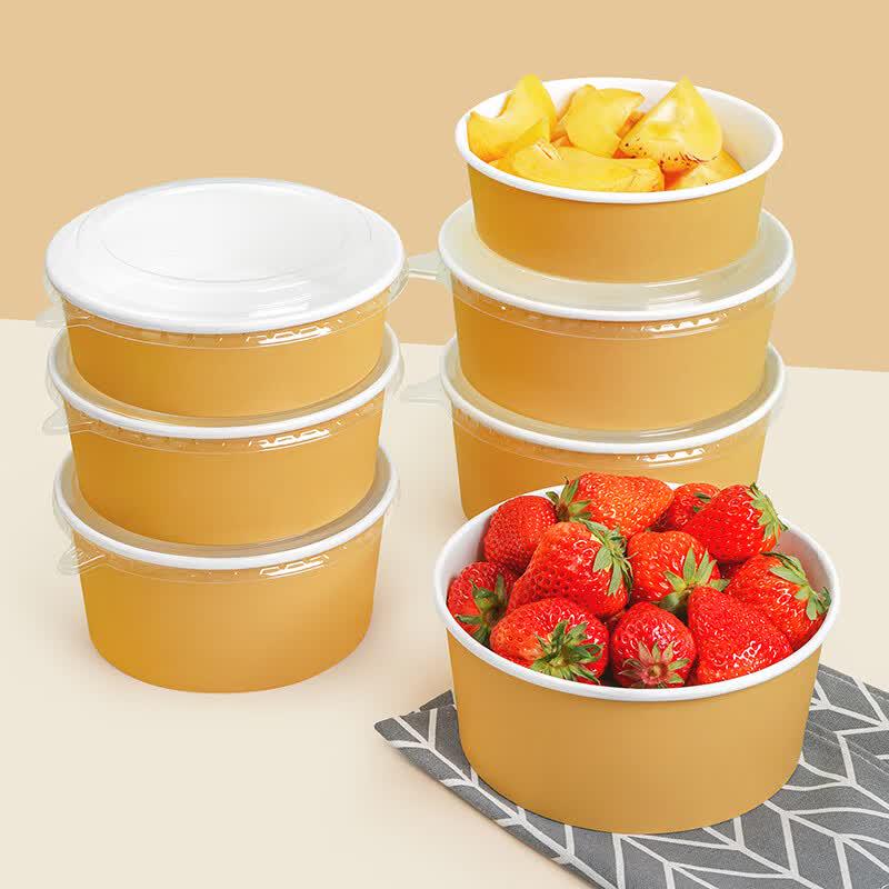 Yuchu Disposable Kraft Paper Salad & Takeaway Bowls