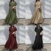 Spring Summer Womens Casual Dress With Vneck Short Sleeves And Asymmetric Fish Tail For Fashionable Wear