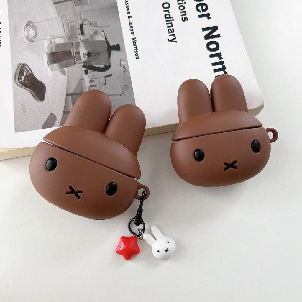 Chocolate Miffy Rabbit Applicable AirPods 4 Protective Case Apple 2/3 Generation AirPods Pro3 Headphone Case Silicone