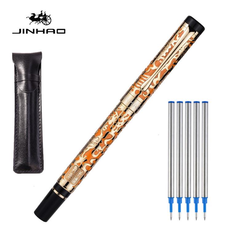 Jinhao 5000 High Quality Dragon Ballpoint Pen Luxury Executive Golden Ball Pen Black Ink Pen Stationery for School Office