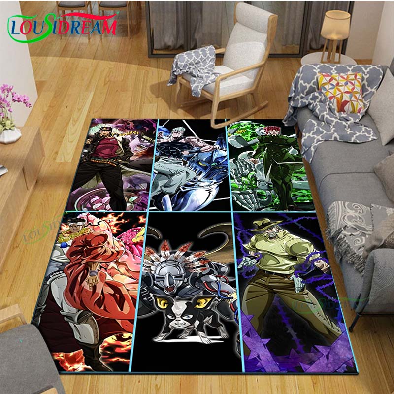 Tappeti Classici Cartone Animato J-JoJo's Bizarre Adventure Tappeto Antiscivolo per Soggiorno Tappetini per Camera da Letto dei Bambini Tappeto da Gioco Tappeto Grande Decorazione
