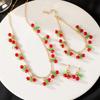 Delicate Strawberry/Cherries Necklace Bracelet Earrings Set Contemporary Acrylic Cherries and Strawberry Jewelry