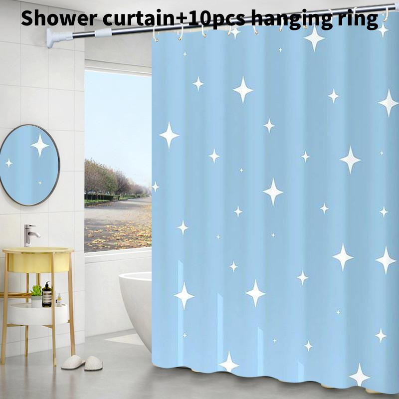 Leaf Geometric Pattern Peva Shower Curtain Waterproof Moldproof Divider Bathroom