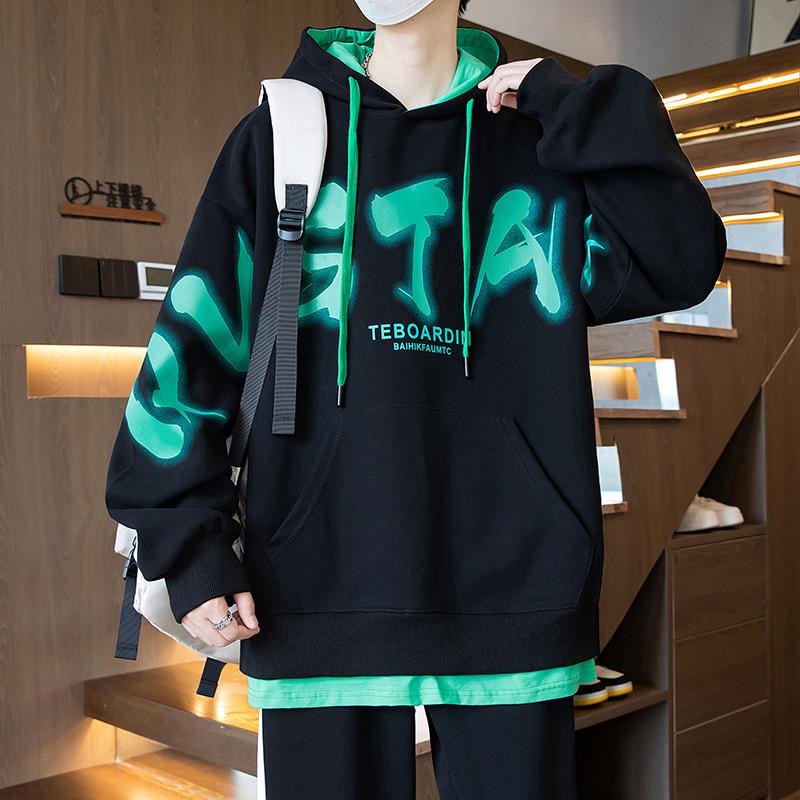 Autumn Sweatshirt Boy Middle School Students Trendy Printed Hooded Top 15 Children's Fashionable Sports and Casual Jacket