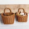 F26C Kitchen Storage Basket with Handle Hand-woven Hanging Baskets for Living Room Fruit Flower Sundries Home
