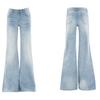 Spring Summer Women Jeans High Waist Slim Fit Vintage Flare Pants Simple Distressed Denim Trousers