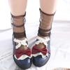 See Through Ladies Lace Rhinestone Crystal Glass Silk Short Socks Ankle Socks Transparent Mesh Sock