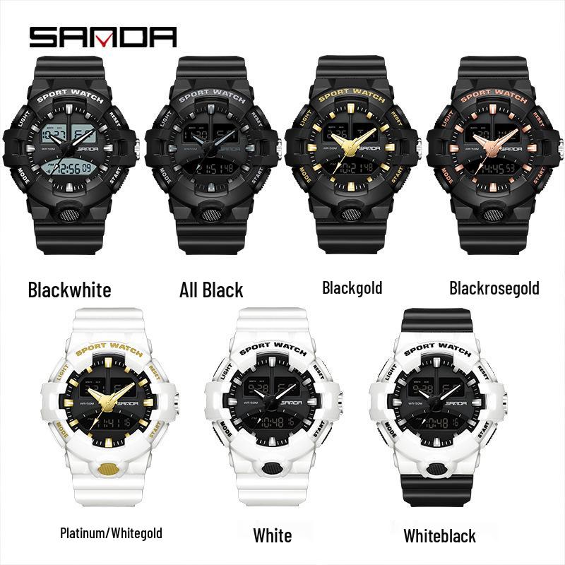 SANDA Trendige Wasserdichte Dual-Display Sportuhr für Männer & Frauen - Ideal für Schüler der Mittel- & Oberstufe