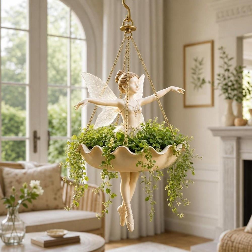 Elegant Fairy Flower Pot Vintage Girl Hanging Plant Basket Indoor Decor