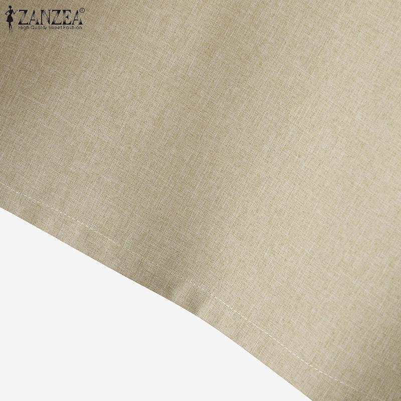 ZANZEA Women Summer Round Neck 3/4 Slit Sleeve Blouses