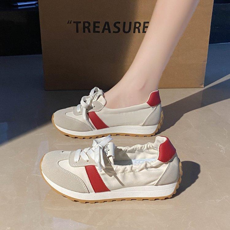 

Французские балетные туфли женские плоские 2025 лето новая шнуровка дышащие туфли на одном педале модные одинарные туфли 40