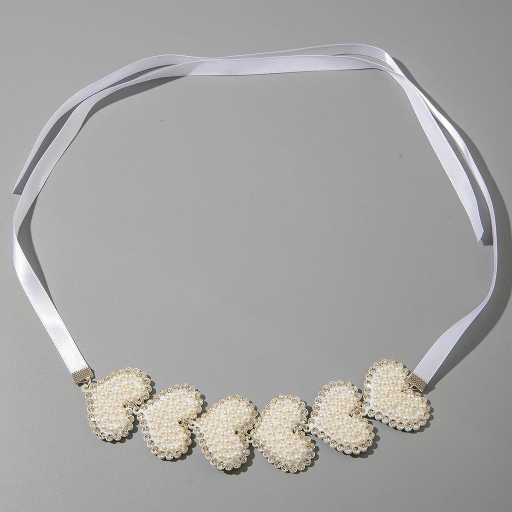 Summer New White Romantic Love Non Woven Ribbon Choker Necklace Women's Accessories Valentine's Savings Gift Clavicle Necklace