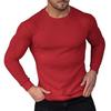 Men T-shirt Solid Color Long Sleeve Round Neck Slim Fit Pullover Warm Casual Breathable Men Spring Top for Daily Wear