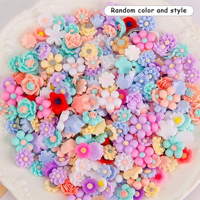 50Pcs 3D Mini Flower Flatback Resin Accessories Diy Craft Phone Patches Material