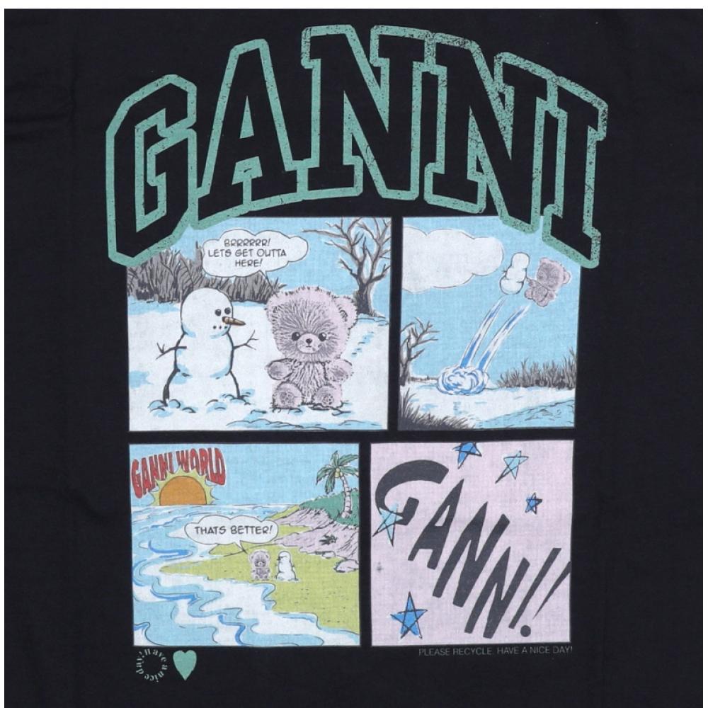 Ganni Bear Comic Teddy Logo Women S Short Sleeve Tee A1050070 252