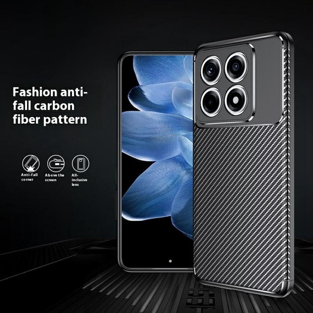 

For Xiaomi 14T Case Carbon Fiber Texture TPU Phone Cover Heat Dissipation Style A