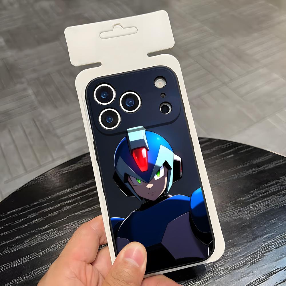 R-Rockman M-Megaman Cool Phone Case For IPhone 17 Air 16 E Pro Max 15 14 13 Mini 12 Pro 11 Max Plus Black Soft Shell