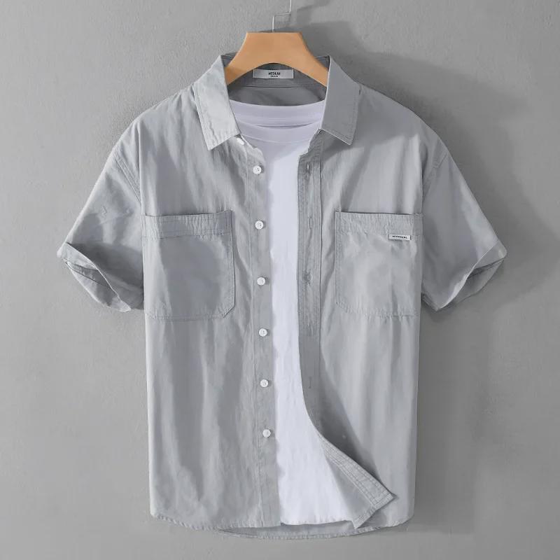 Men's Summer Casual Short-Sleeve Comfortable Loose-Fit Shirt - Versatile Fresh Workwear 706