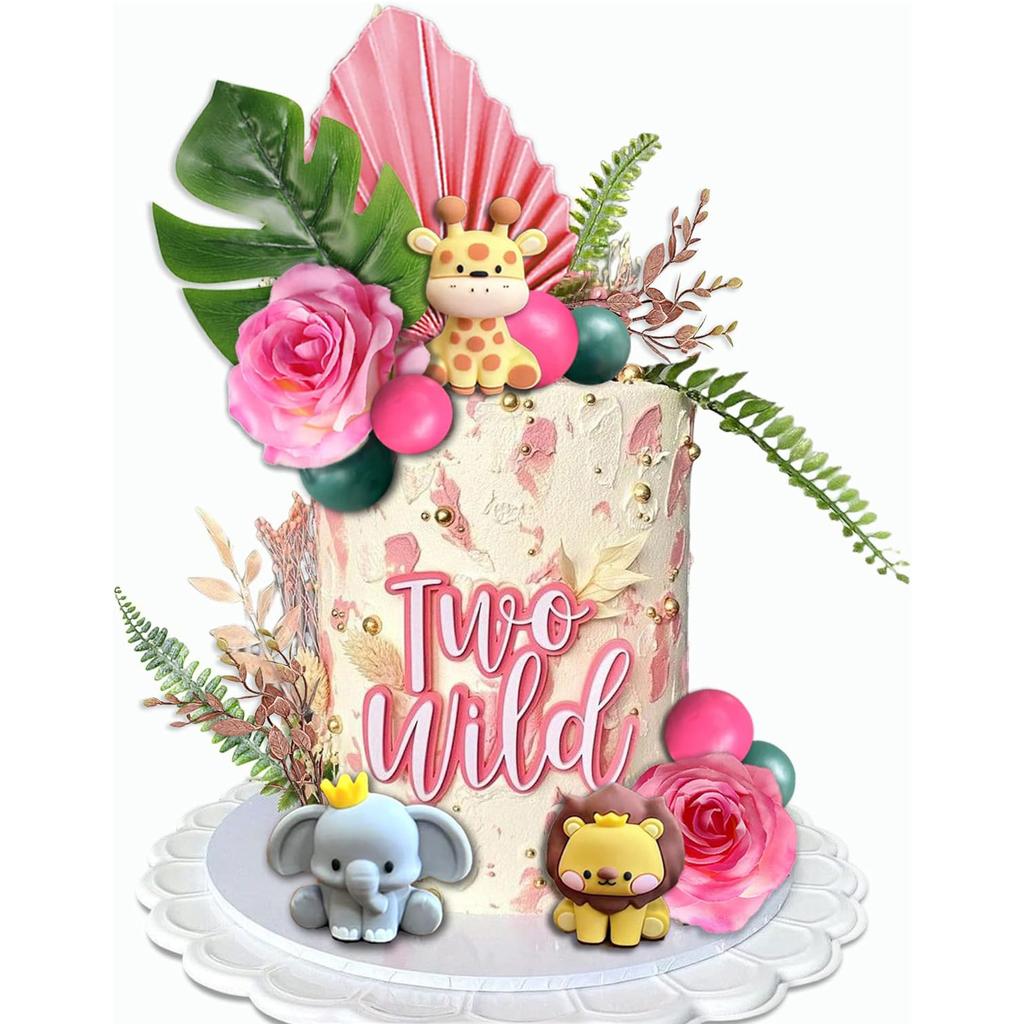 Flamingo Cake Decoration Palm Leaves Cake Topper Gold Pink Balls Cake Decor Rose Cake Topper Flamingo Tropical Party Supplies