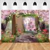 Spring Castle Floral Backdrop Wonderland Forest Flower Baby Kids Birthday Party Wedding Photography Background Decor Studio Prop1