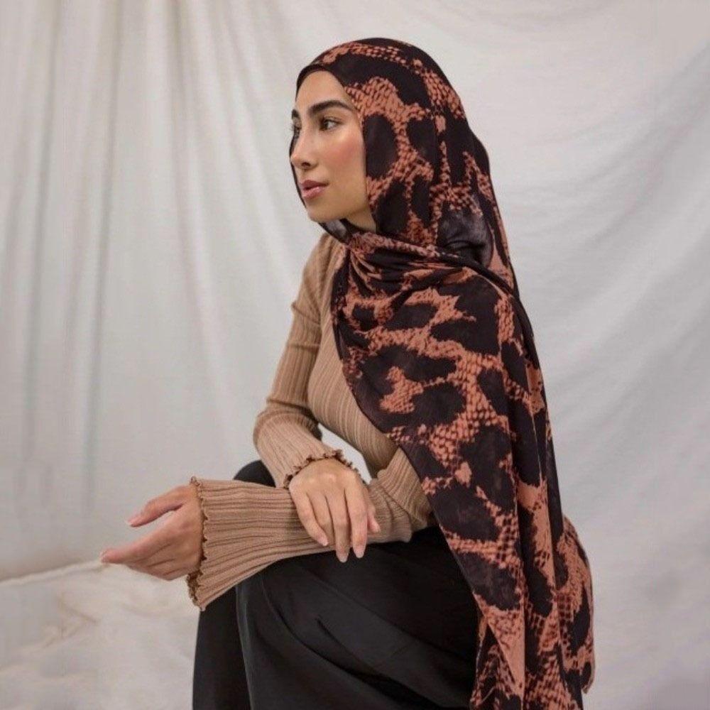 Animal Print Hijab Scarf Modal Islamic Turban Luxury Wraps Shawl  Female