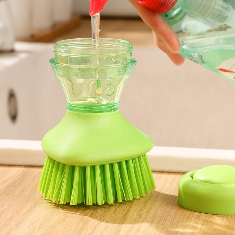 Non-Slip Automatic Liquid Dishwashing Brush Press Cleaner Dish Washing Scrubber  Household